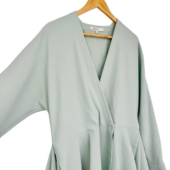 Tibi Womens Chalky Drape Long Sleeve Wrap Mini Dress in Ash Green Size 6 - Picture 13 of 16